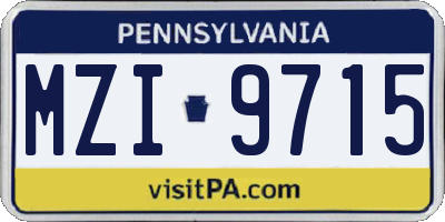 PA license plate MZI9715