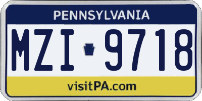 PA license plate MZI9718