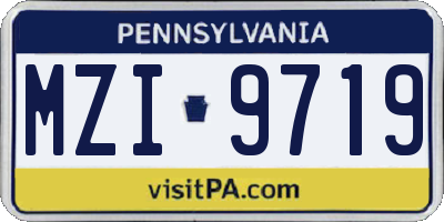 PA license plate MZI9719