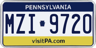 PA license plate MZI9720
