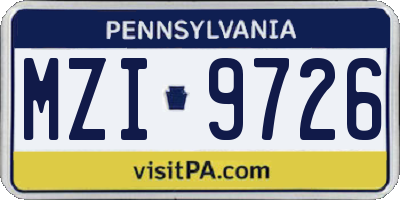 PA license plate MZI9726