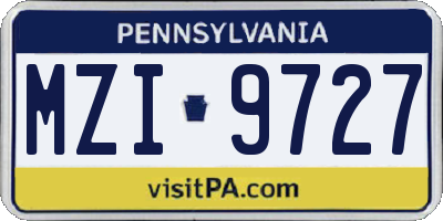 PA license plate MZI9727