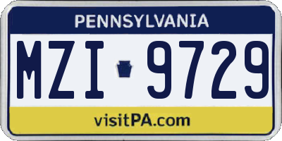 PA license plate MZI9729