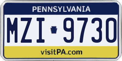 PA license plate MZI9730