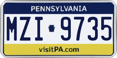 PA license plate MZI9735