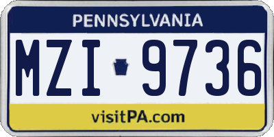 PA license plate MZI9736
