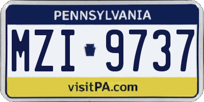 PA license plate MZI9737