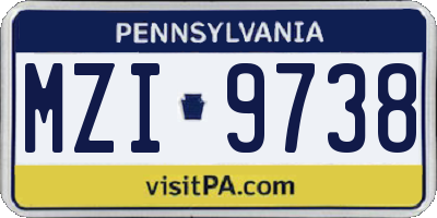 PA license plate MZI9738
