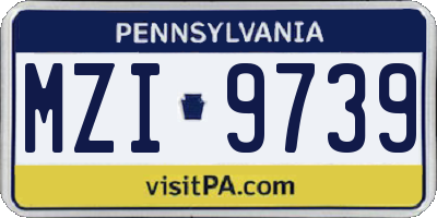 PA license plate MZI9739