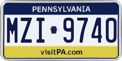 PA license plate MZI9740