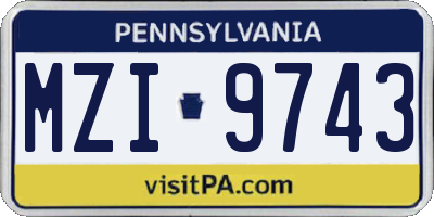 PA license plate MZI9743
