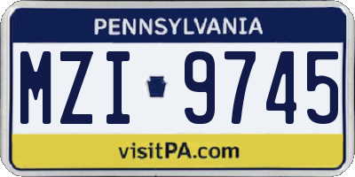 PA license plate MZI9745