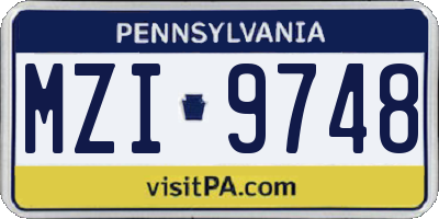 PA license plate MZI9748