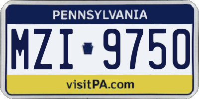 PA license plate MZI9750