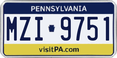 PA license plate MZI9751