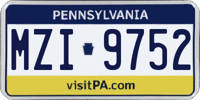 PA license plate MZI9752