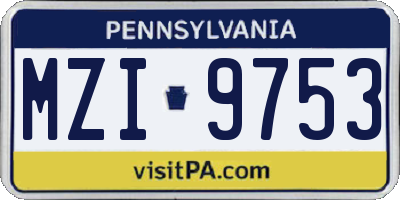 PA license plate MZI9753