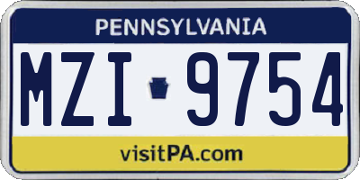 PA license plate MZI9754