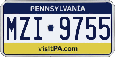 PA license plate MZI9755