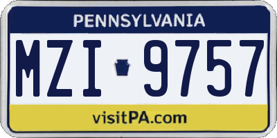 PA license plate MZI9757