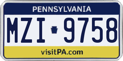 PA license plate MZI9758
