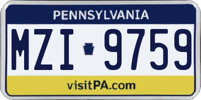 PA license plate MZI9759