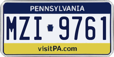 PA license plate MZI9761