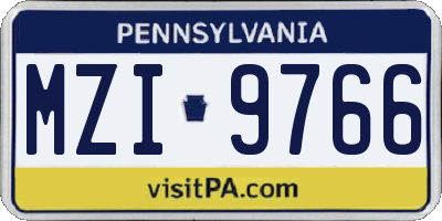 PA license plate MZI9766