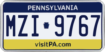 PA license plate MZI9767