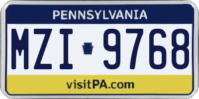 PA license plate MZI9768