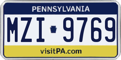 PA license plate MZI9769