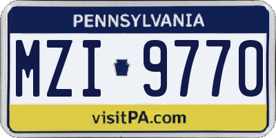 PA license plate MZI9770