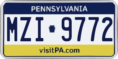 PA license plate MZI9772