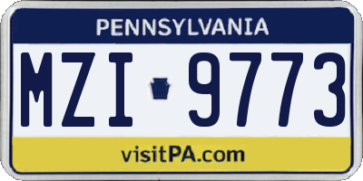 PA license plate MZI9773