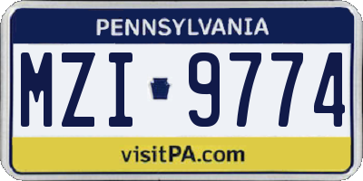 PA license plate MZI9774