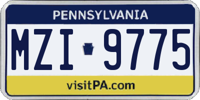 PA license plate MZI9775