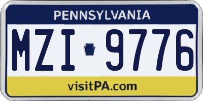 PA license plate MZI9776