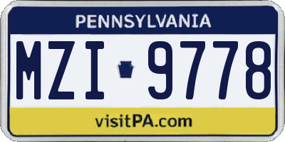 PA license plate MZI9778
