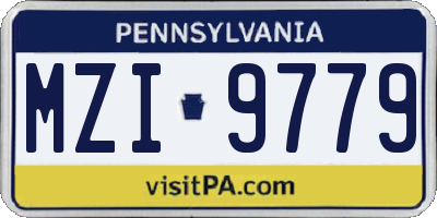 PA license plate MZI9779