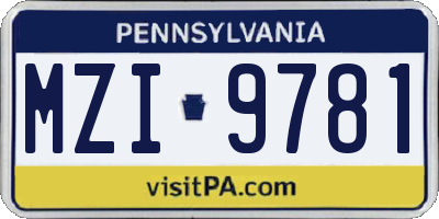 PA license plate MZI9781