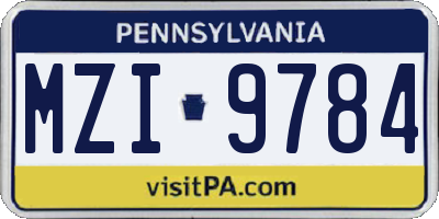 PA license plate MZI9784