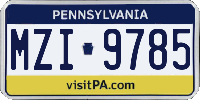 PA license plate MZI9785