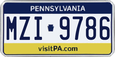 PA license plate MZI9786