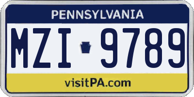 PA license plate MZI9789