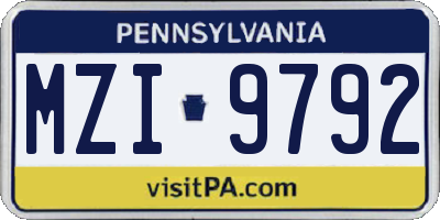 PA license plate MZI9792