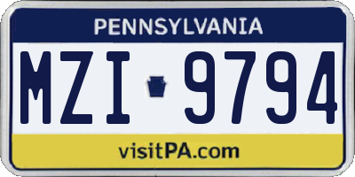 PA license plate MZI9794
