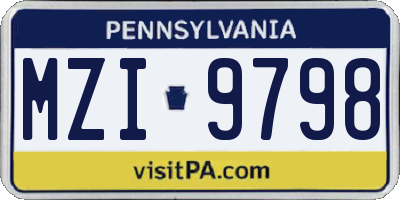 PA license plate MZI9798