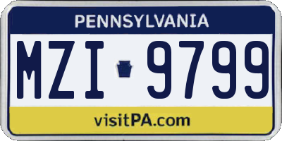 PA license plate MZI9799