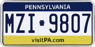 PA license plate MZI9807