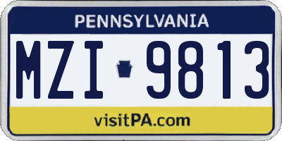PA license plate MZI9813
